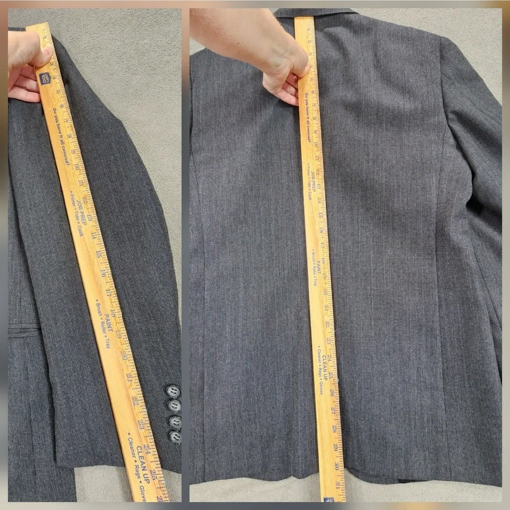 Vtg Kuppenheimer Blazer 40R Men Gray Tiny Herringbone Single Breasted USA Preppy